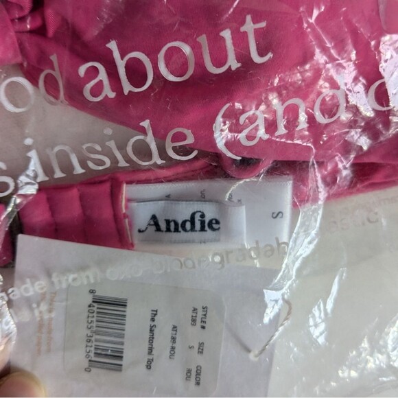 Andie Pink The Santorini Bikini Swim Top Women's Size Small NWT - Picture 3 of 4